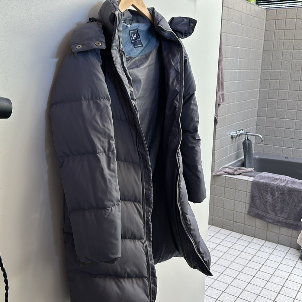 Puffy coat down hood zip up